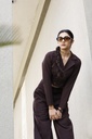 CROP BLAZER CO-SET (BROWN)