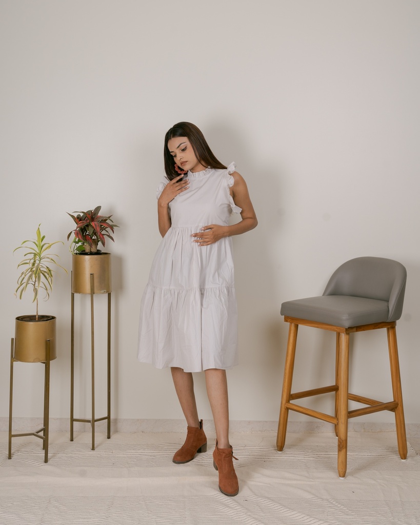 RUFFLE SLEEVE+NECK(WHITE)