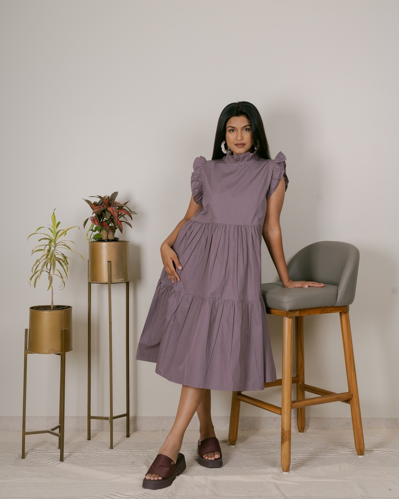 RUFFLE SLEEVE+NECK(GREY)