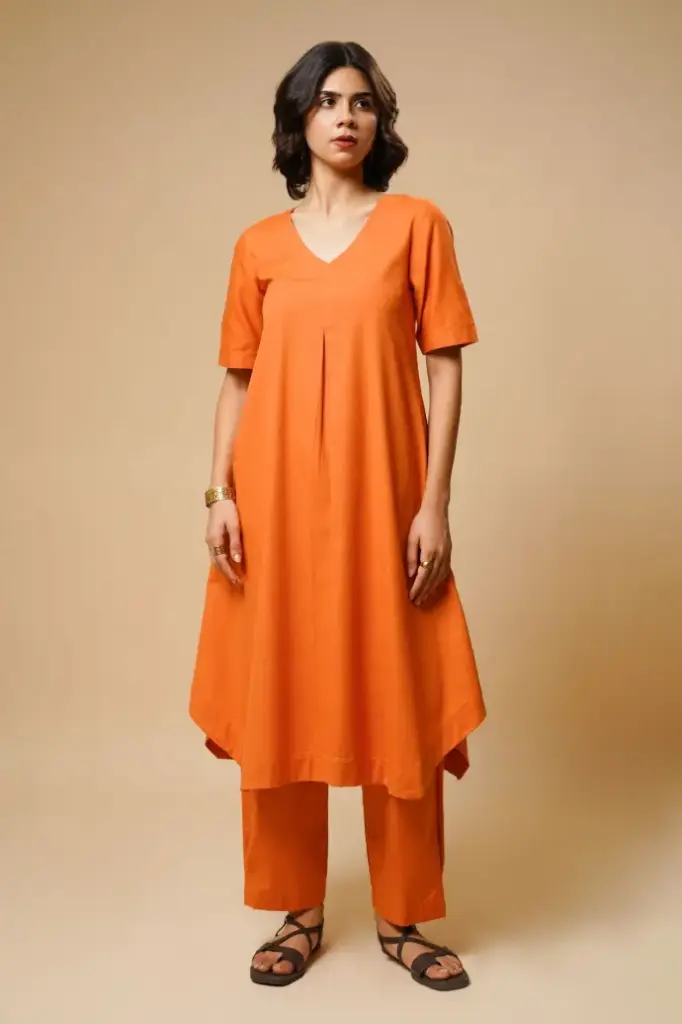 CENTER PLAETED KURTA SET 