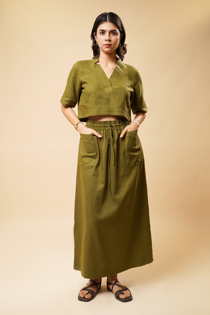 LINEN A-LINE SKIRT